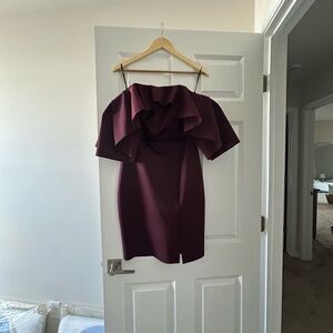 ASOS Off-Shoulder Plum Mini Dress